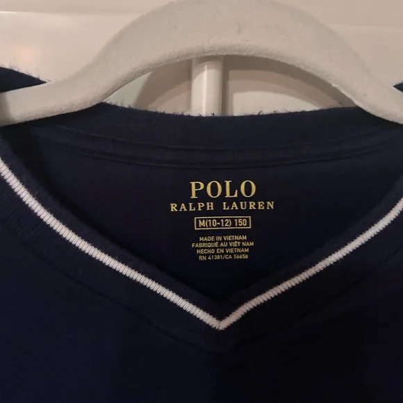 Polo Ralph Lauren Navy V-Neck Boys Shirt Size M - Picture 4 of 5